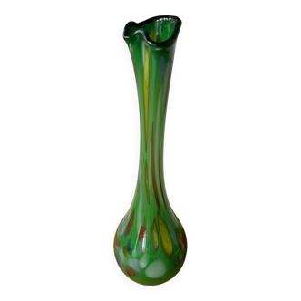 Vase verre chamarré vert H32cm