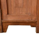 Solid wood confiturier, marquetry door, and marble top, 40x42x80cm.