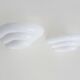 Pair of Art Deco style wall lights in white lacquered metal. 1980s