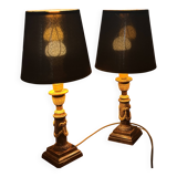 Pair of Empire Style Table Lamps with Patinated Black Bronze and Gilded Mounts