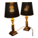 Pair of Empire Style Table Lamps with Patinated Black Bronze and Gilded Mounts