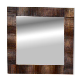 Miroir brutaliste en chêne, années 1970