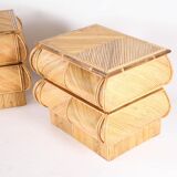 Pair of rattan bedside tables