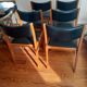 Vintage chairs wood and black leather