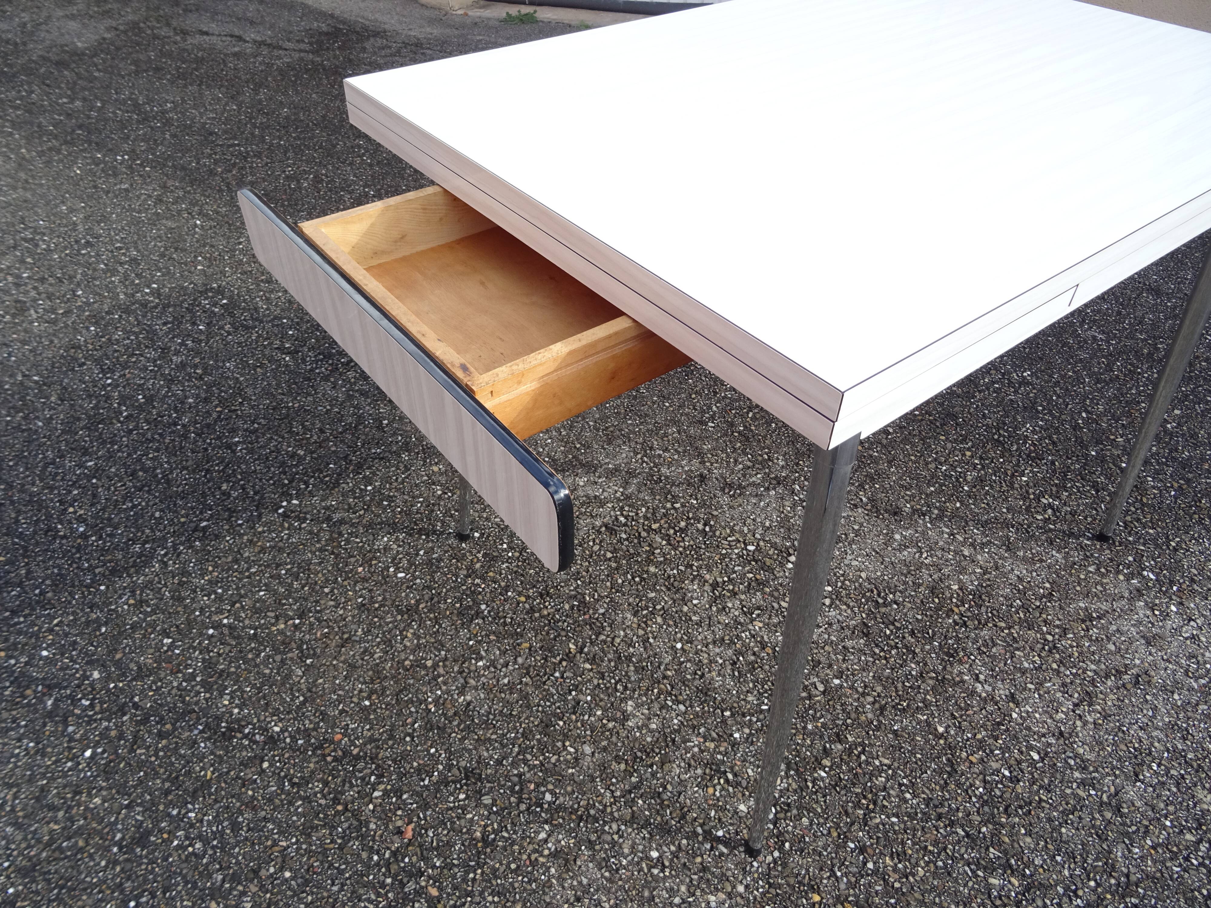 Vintage 60s white formica chrome kitchen table