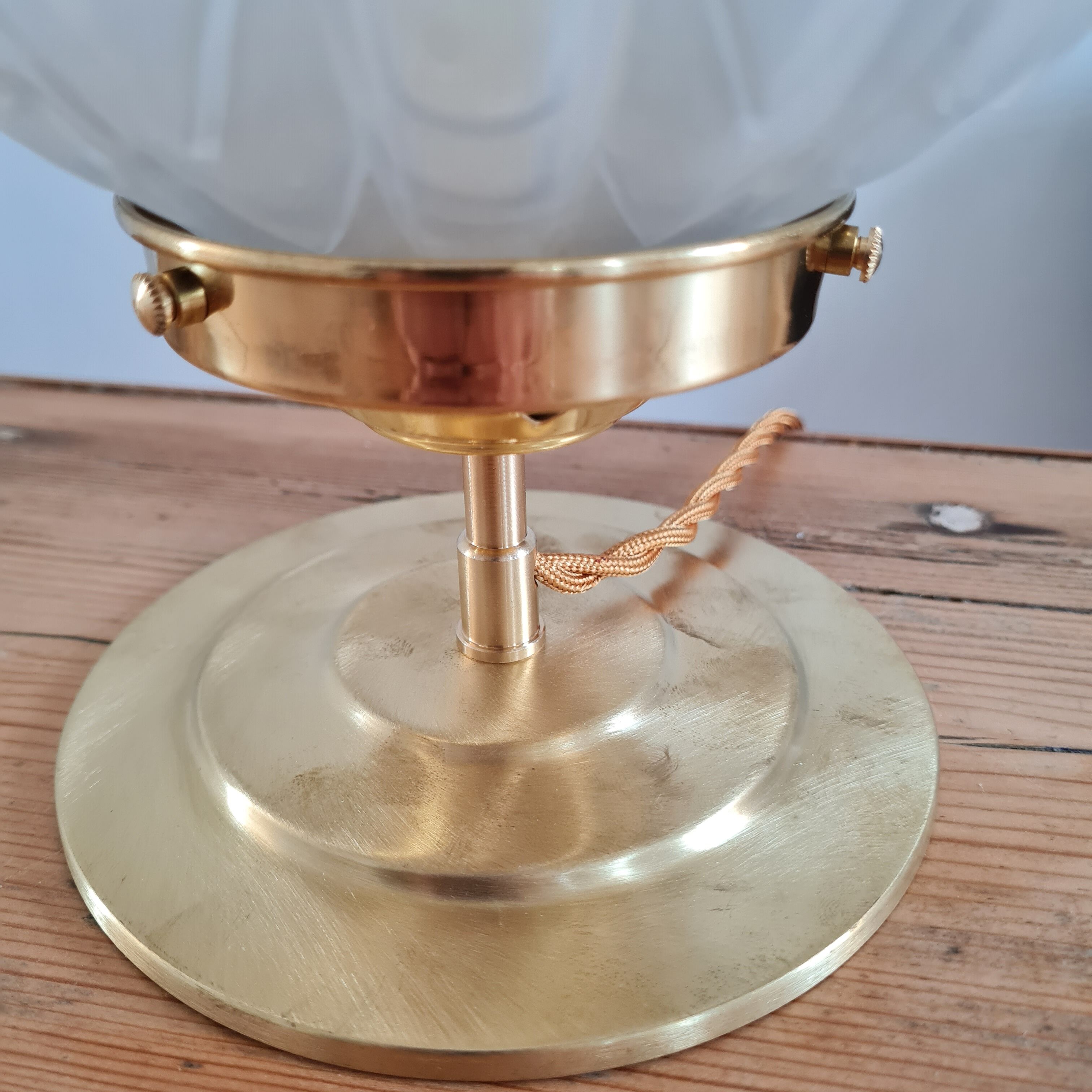 Art Deco globe table lamp in frosted glass