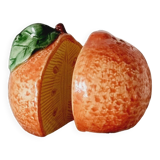 Salt and pepper in a barbotine with orange/clementine cheese