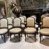 Suite of 12 Louis XVI style chairs model of Georges Jacob with Console Late nineteenth
