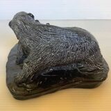 Soapstone bear family paperweight