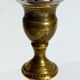 Duo of solid brass and gold metal candle holders worked old
