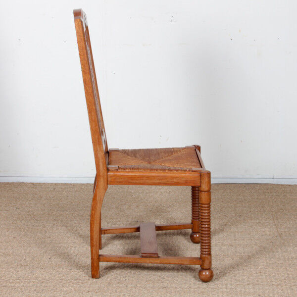 Suite de 6 chaises dans le goût de Charles Dudouyt, 1950