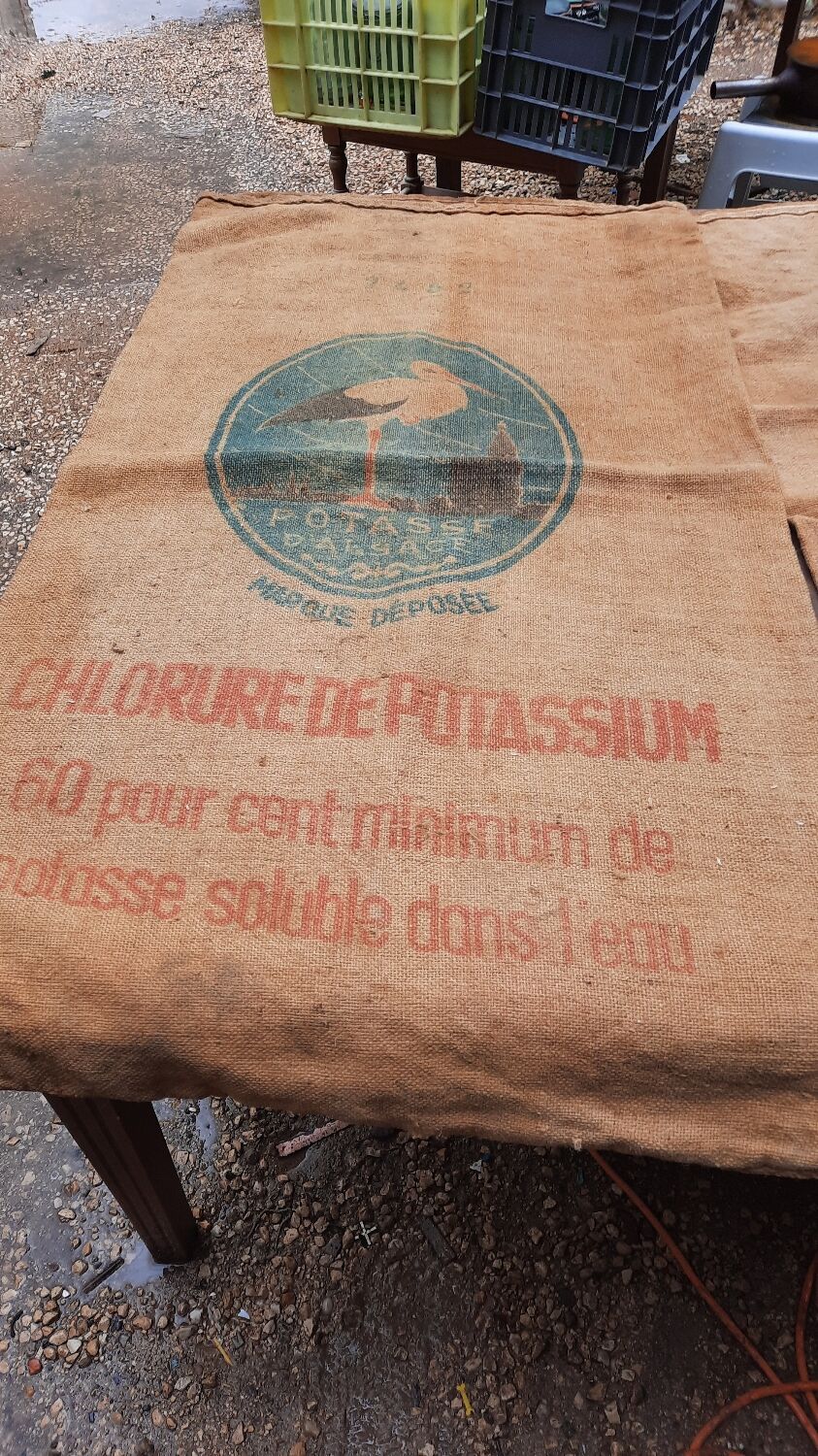 9 potash burlap bag from alsace