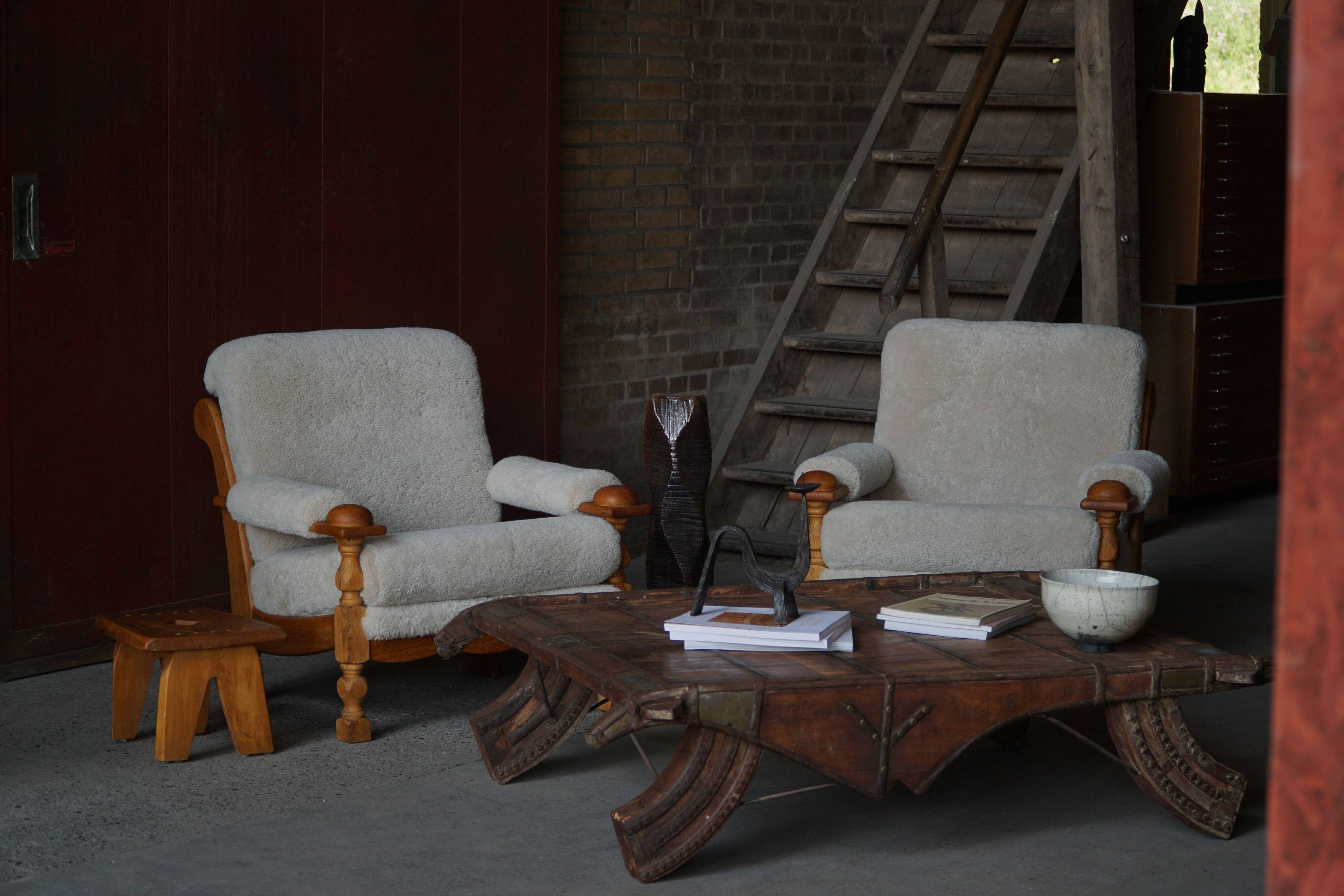 Modern Danish Wabi Sabi Stool in Solid Elm, Scandinavia, 1960s