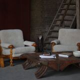 Modern Danish Wabi Sabi Stool in Solid Elm, Scandinavia, 1960s