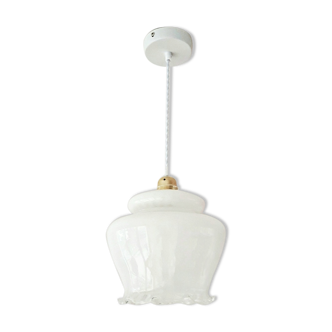 Vintage opaline white pendant lamp
