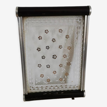 Vintage art deco glass tray screen-printed with flowers