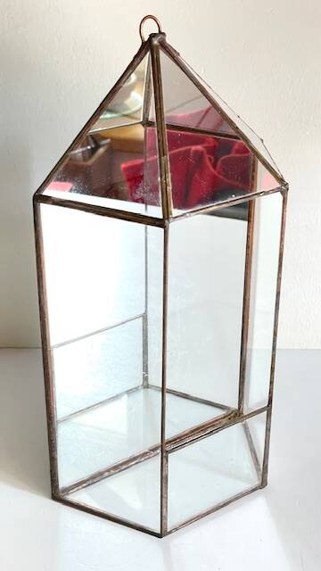 Vide poche mural miroir et laiton vintage