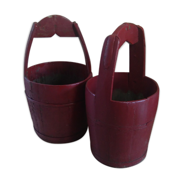 Pair of early 1900s wooden planters