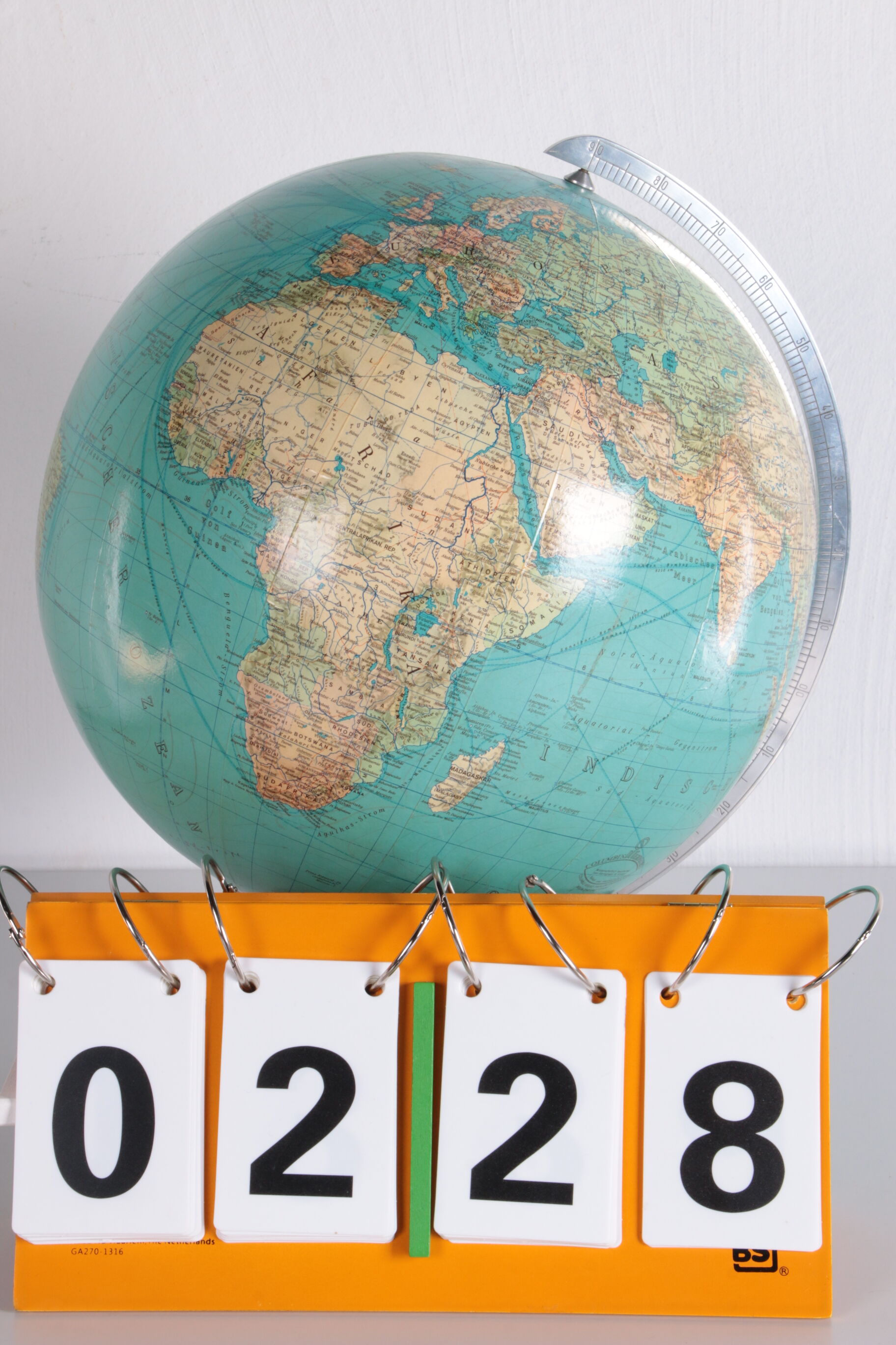 Midcentury glass globe with light from columbus duoerdglobe, germany