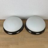 Pair of opaline and metal wall lights