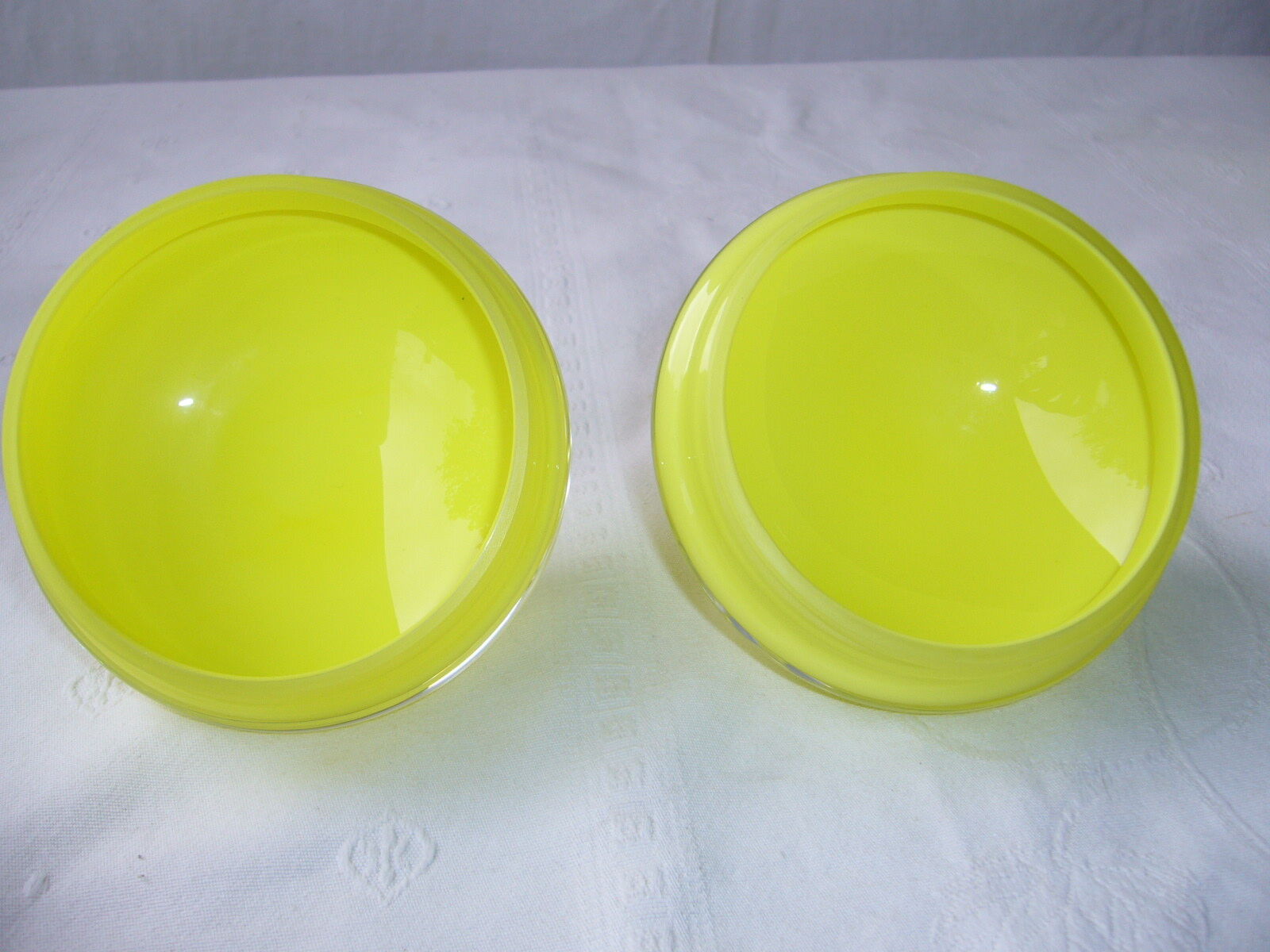 vintage yellow opaline covered jars