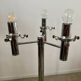 Old 3-light chrome and smoked glass floor lamp Italian design from the 70s vintage