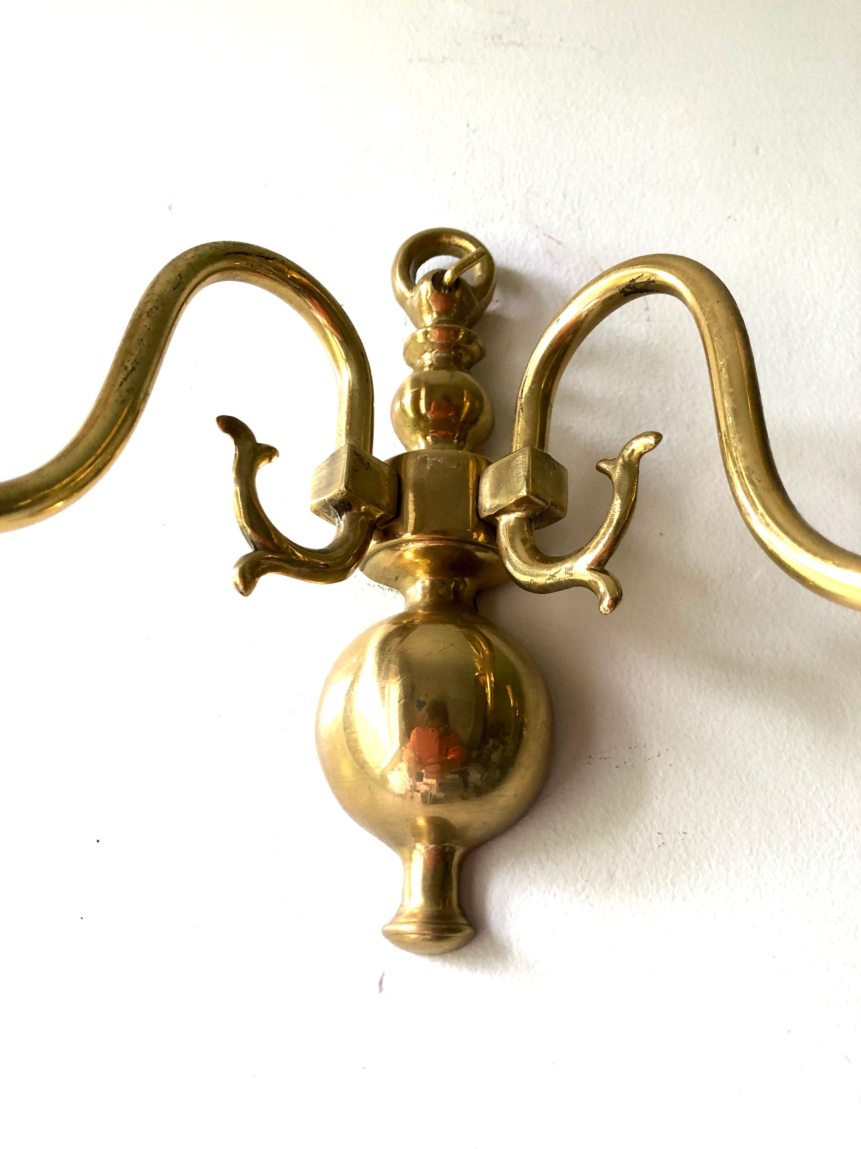 Pair of double sconces in gilded brass 1950