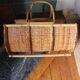 Porte revues panier bûches rotin osier vintage