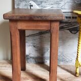 Stool in solid wood waxed oak rustic