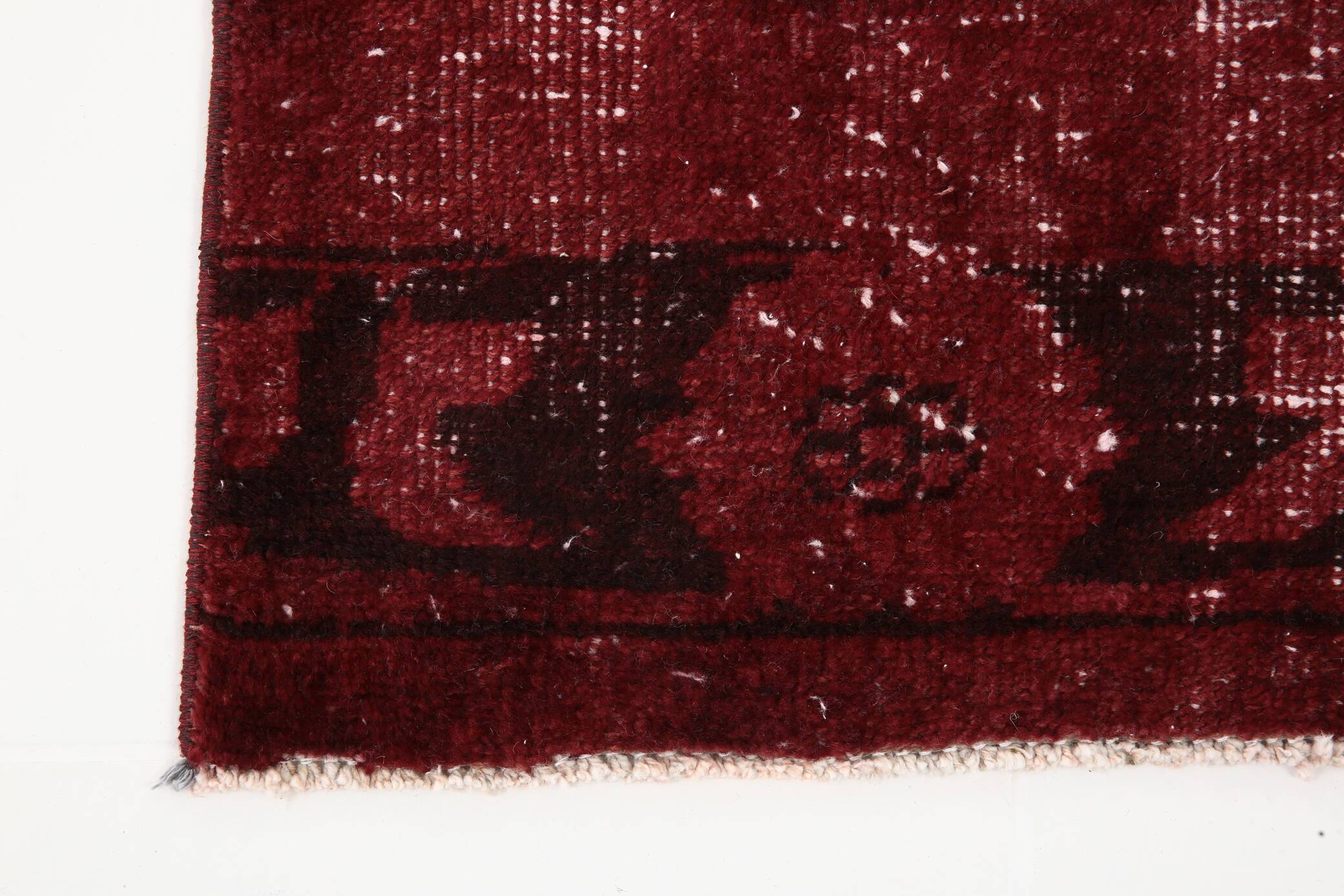3x11 Shade Of Wine Red Handmade Turkish Vintage Runner Rug