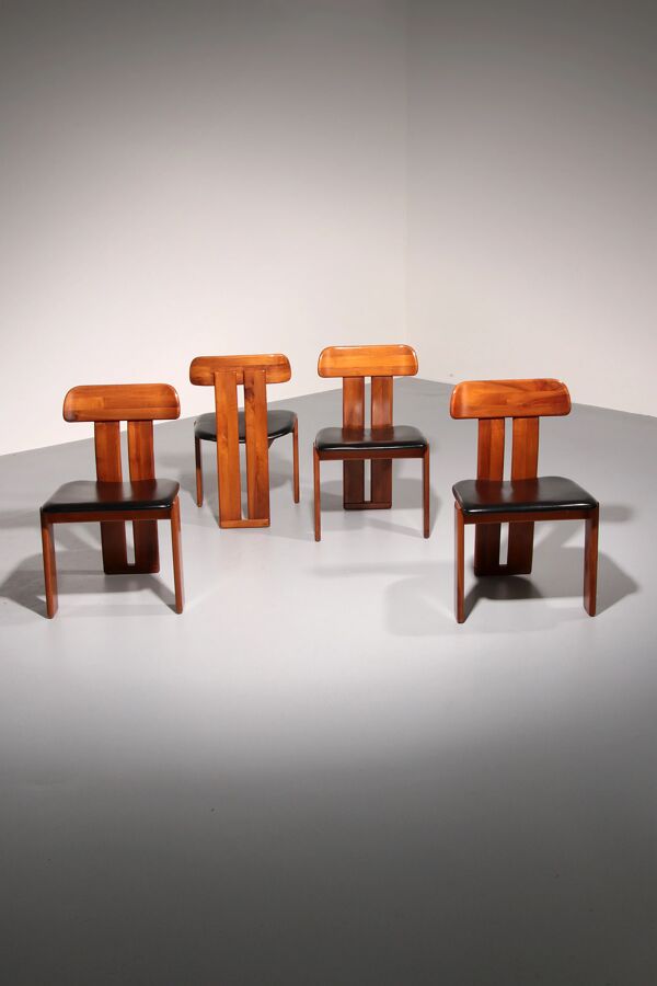 Chaises de salle à manger Sapporo en noyer de Mario Marenco pour Mobilgirgi, années 1970