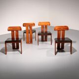 Mario Marenco Walnut Sapporo Dining Chairs for Mobilgirgi, 1970s
