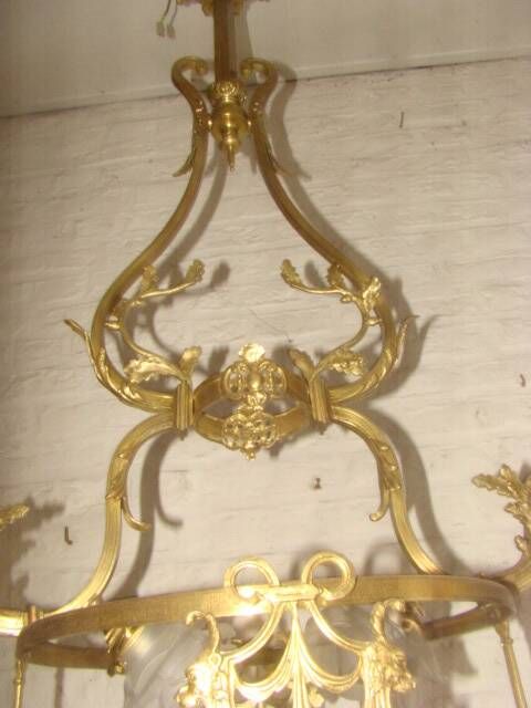 bronze and brass chandelier with 6 arms from the early 20th century