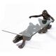 Table basse en bronze avec sculpture figurative et plateau en verre par C. Conndray