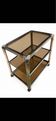 Vintage chrome metal and smoked glass rolling dessert trolley – 70s/80s