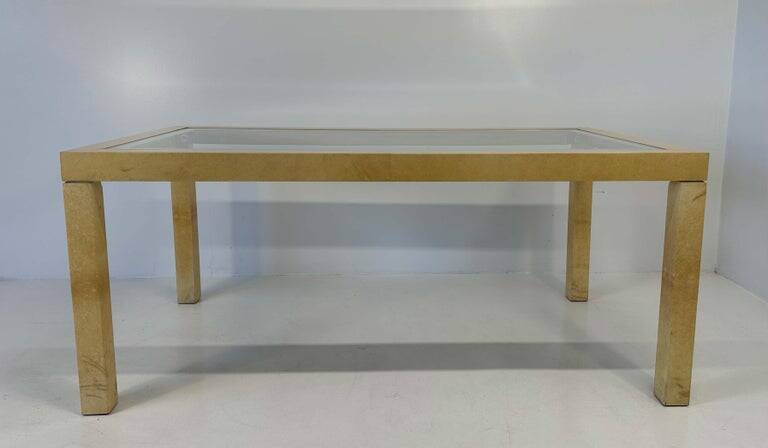 Italian Table Parchment and Glass, Attr. Aldo Tura, 1970s