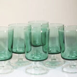 6 anciens verres à pied luminarc verts clairs h9,2 cm