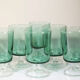 6 old luminarc foot glasses light green h9.2 cm