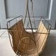 Vintage 1960s magazine rack / newspaper basket, brass & bamboo frame