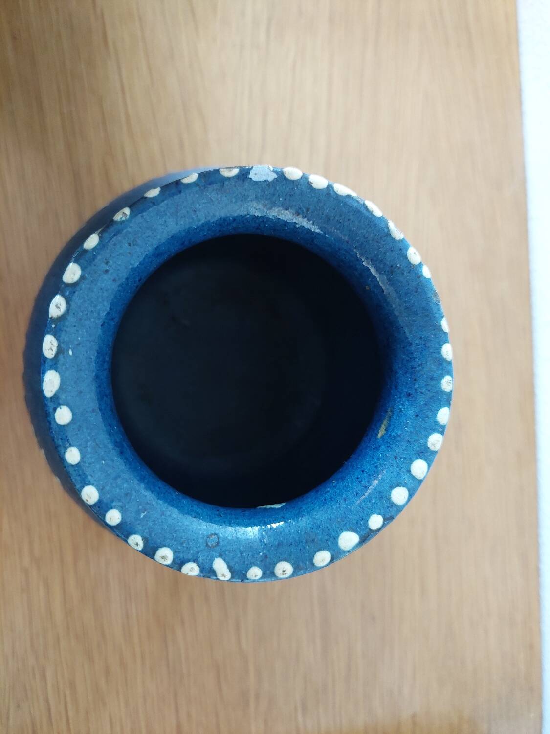 Primavera ball vase in blue ceramic with plant frieze 1920 1930