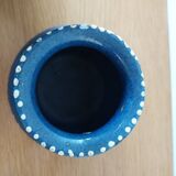 Primavera ball vase in blue ceramic with plant frieze 1920 1930