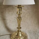 Regency candle holder in polished bronze work XIX th, mounted in lamp