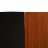 Table extensible vintage en bois foncé et noire