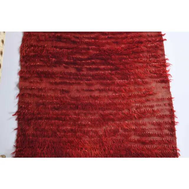 Vintage Turkish Hand-Knotted Wool Cotton Red Kilim Area Rug 94x144