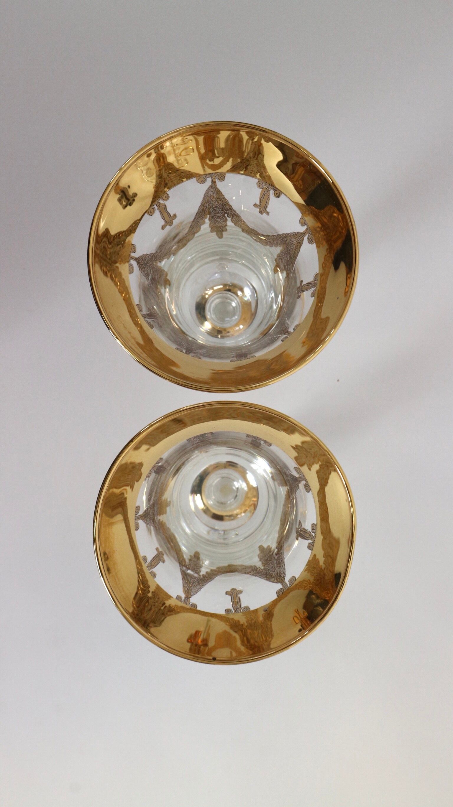 Service 12 glasses decoration engraved gold border