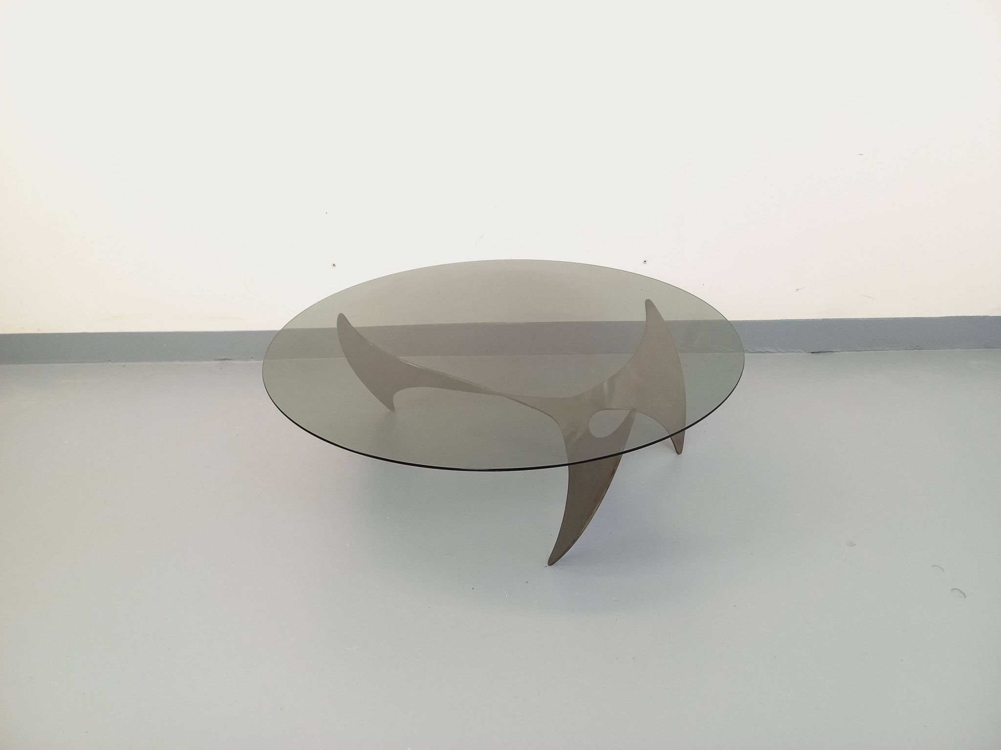 Table basse hélice vintage Propeller de Knut Hesterberg en acier et verre