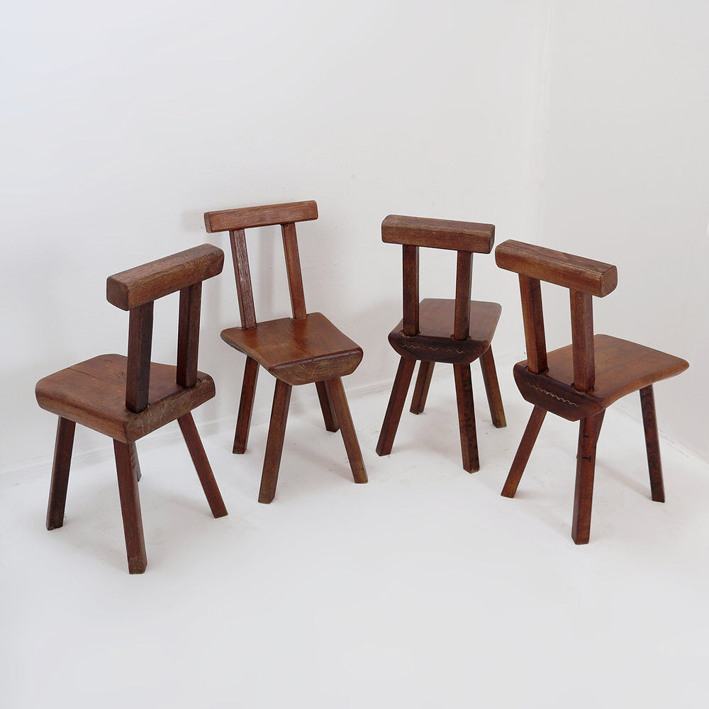 Set of 4 brutalist chairs by Mobichalet, Belgium 1950s/60s