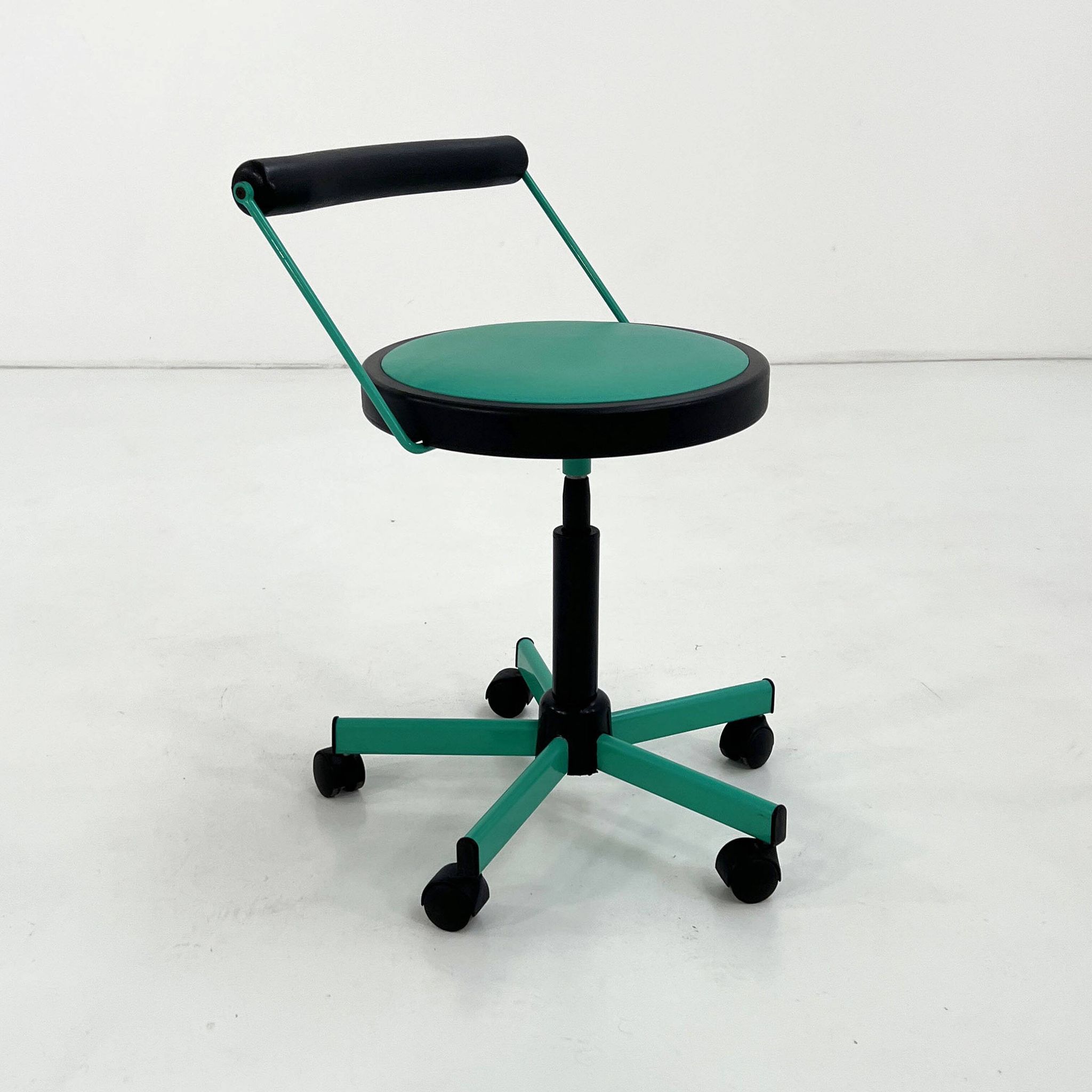 Turquoise adjustable office chair by Bieffeplast, 1980