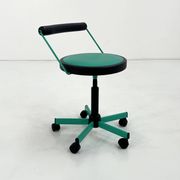 Turquoise adjustable office chair by Bieffeplast, 1980