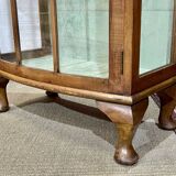 1950s English walnut display cabinet